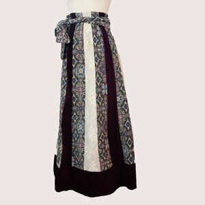 Vintage Chessa Davis Patchwork Velvet Tapestry Floral Skirt